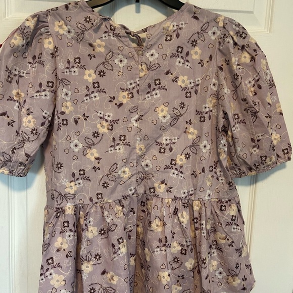 Easel Purple Puff Sleeve Blouse with Peter Pan Collar - Picture 3 of 4